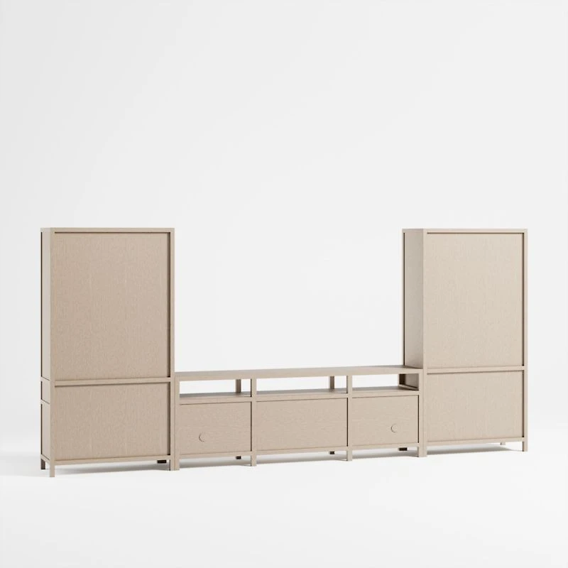 Keane 166" Weathered Natural Wood Storage Media Console Set
