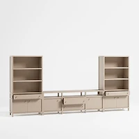 Keane 166" Weathered Natural Wood Storage Media Console Set