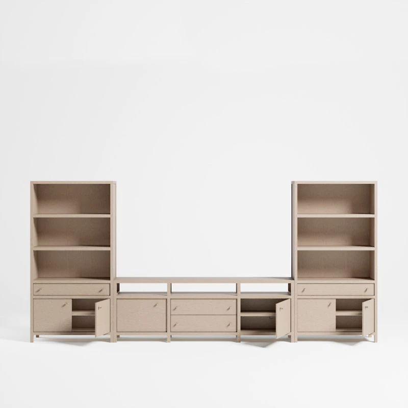 Keane 166" Weathered Natural Wood Storage Media Console Set