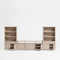 Keane 166" Weathered Natural Wood Storage Media Console Set