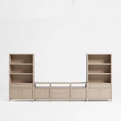 Keane 166" Weathered Natural Wood Storage Media Console Set