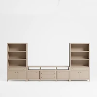 Keane 166" Weathered Natural Wood Storage Media Console Set