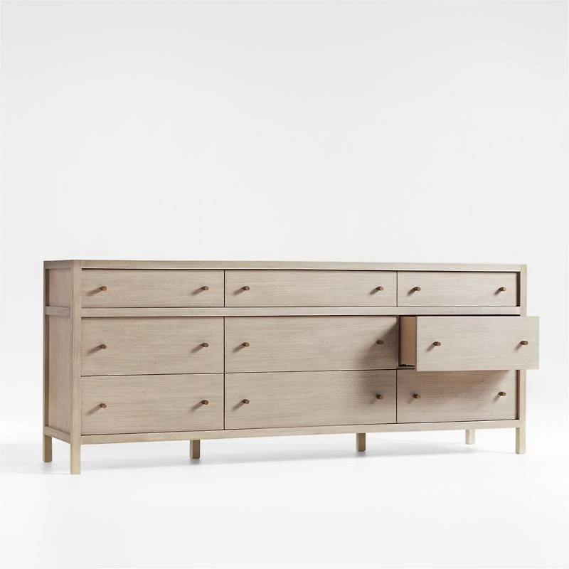 Keane 83.5" Weathered Natural Solid Wood 9-Drawer Dresser