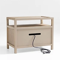 Keane 31.5" Weathered Natural Solid Wood Charging Nightstand