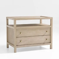 Keane 31.5" Weathered Natural Solid Wood Charging Nightstand