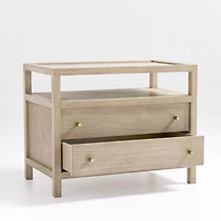 Keane 31.5" Weathered Natural Solid Wood Charging Nightstand