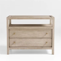 Keane 31.5" Weathered Natural Solid Wood Charging Nightstand