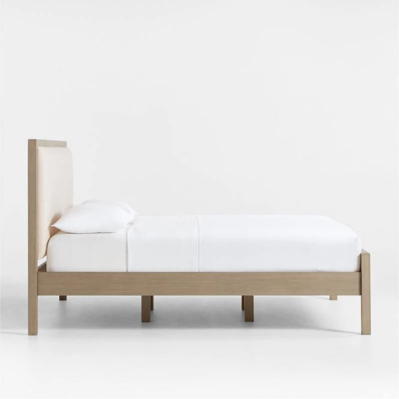 Keane Weathered Natural Wood Upholstered King Bed