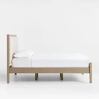 Keane Weathered Natural Wood Upholstered King Bed