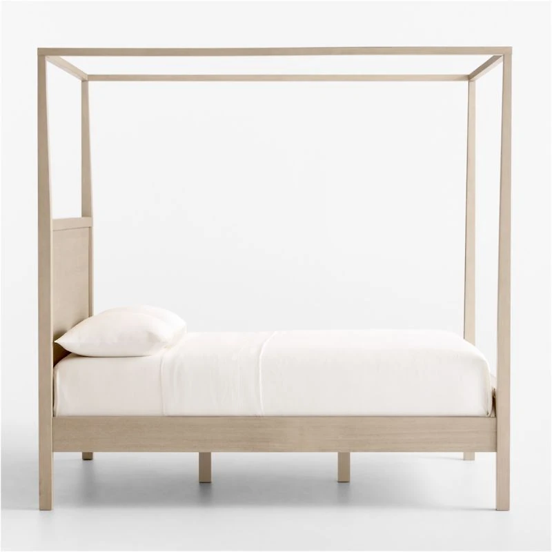 Keane Weathered Natural Solid Wood Full Canopy Bed