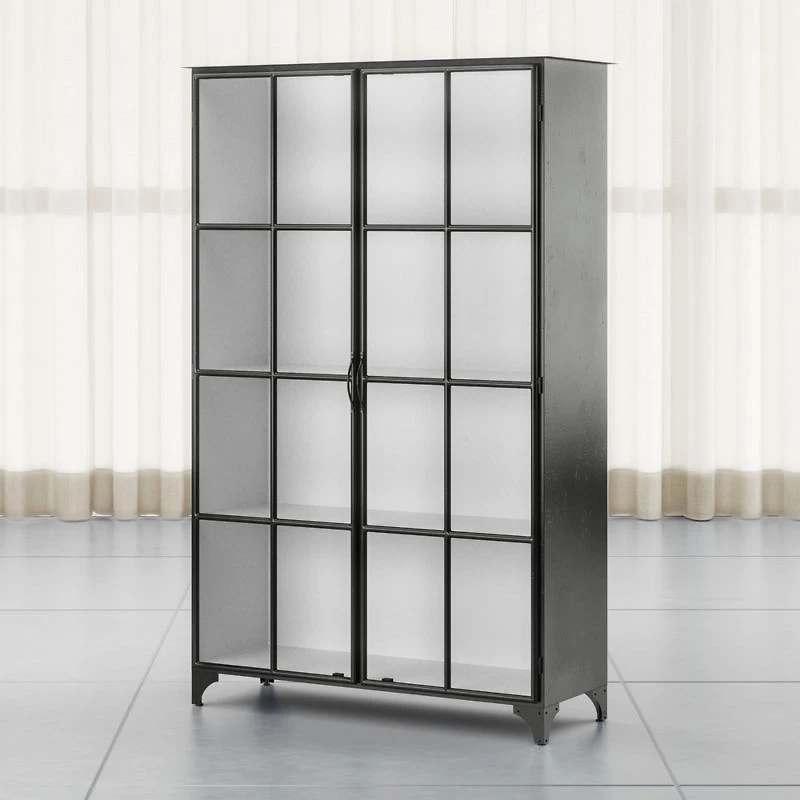 Kedzie 48" Black-and-White Iron Storage Display Cabinet