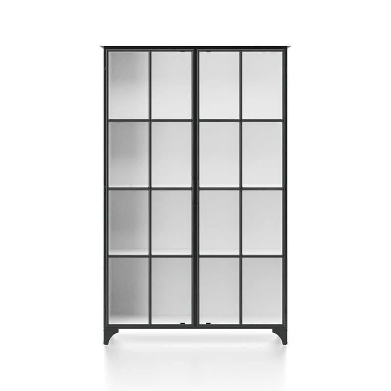 Kedzie 48" Black-and-White Iron Storage Display Cabinet