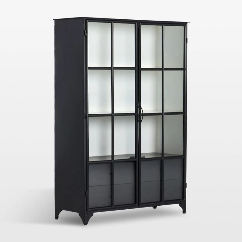 Kedzie 54" Black and White Iron Storage Display Cabinet
