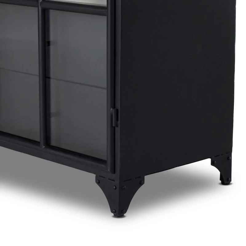 Kedzie 54" Black and White Iron Storage Display Cabinet