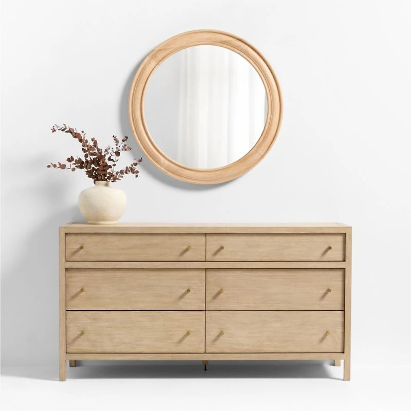 Kensington Natural Oak Wood Round Wall Mirror 45"