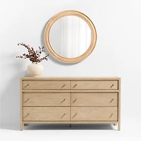 Kensington Natural Oak Wood Round Wall Mirror 45"