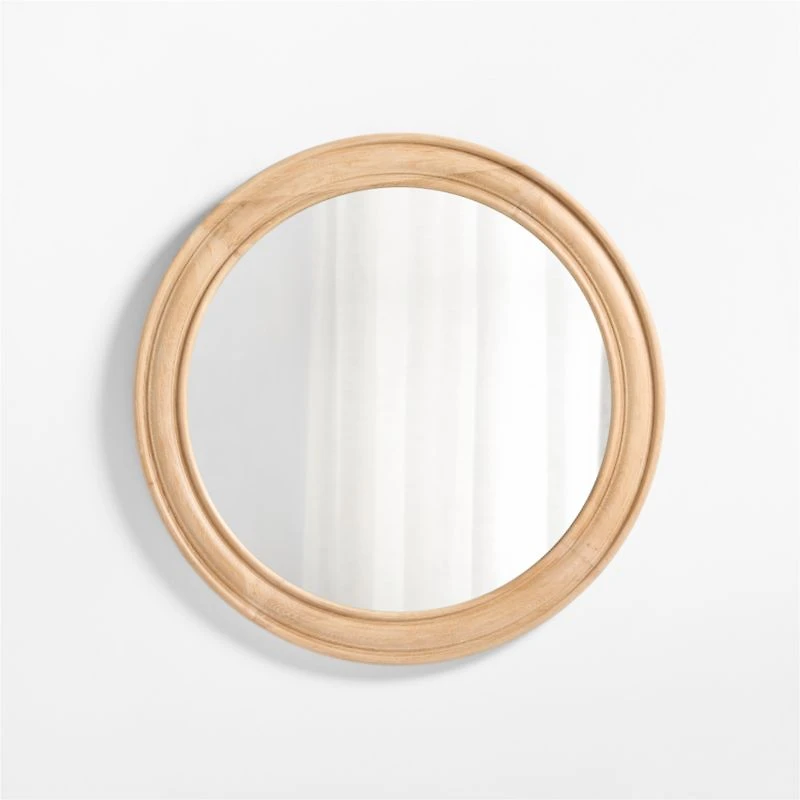 Kensington Natural Oak Wood Round Wall Mirror 45"