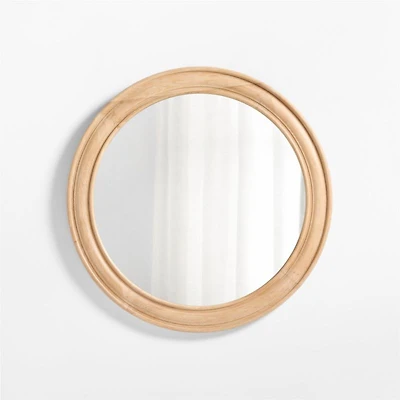 Kensington Natural Oak Wood Round Wall Mirror 45"