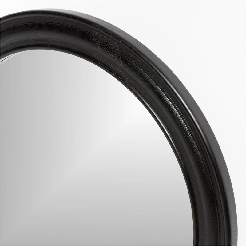 Kensington Black Oak Wood Round Wall Mirror 45"