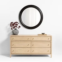 Kensington Black Oak Wood Round Wall Mirror 45"
