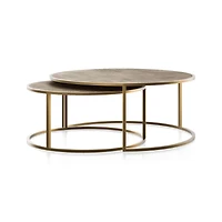 Keya Antique Brass Nesting Coffee Tables