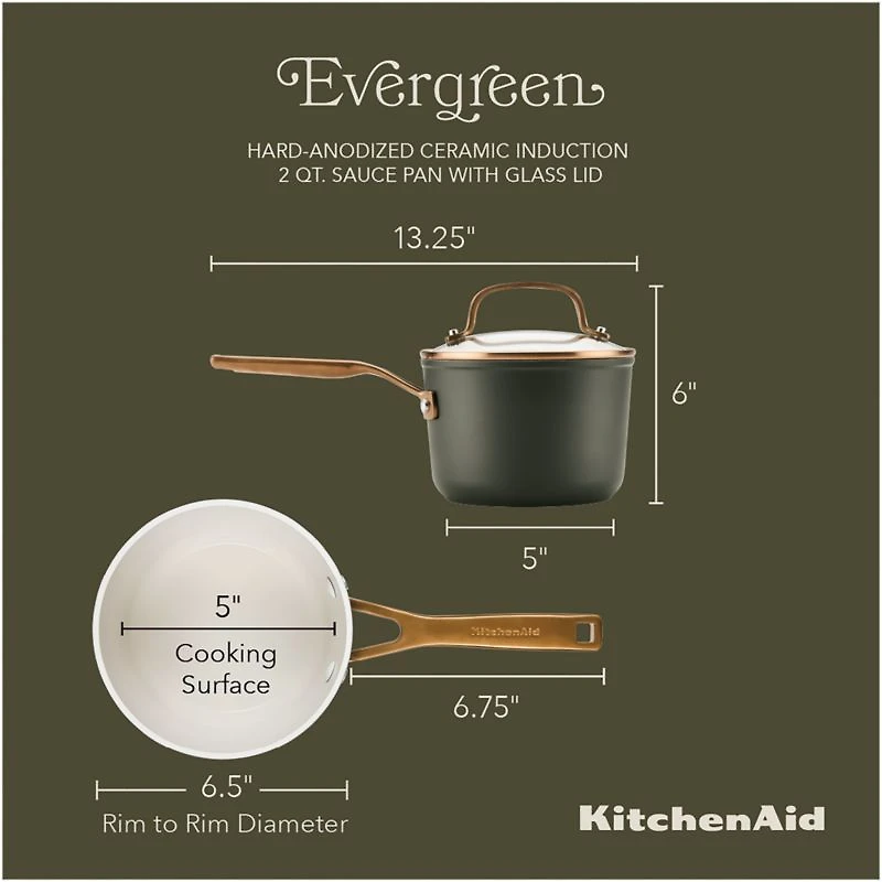 KitchenAid ® Design Series Evergreen Ceramic Non-Stick Induction 2-Qt. Saucepan with Lid