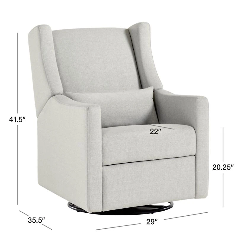 Babyletto Kiwi Grey Nursery Power Recliner in Eco-Performance Fabric