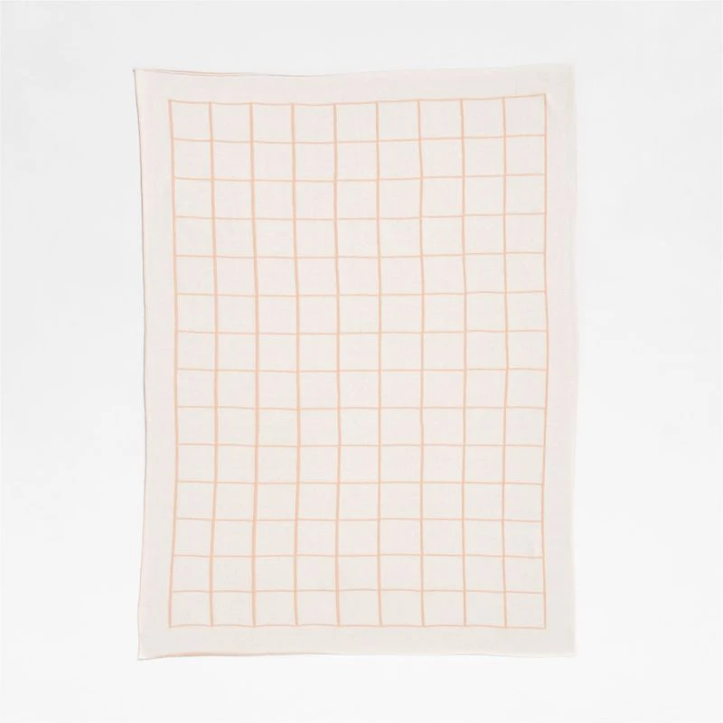 Knit Grid Elegant Pink Baby Stroller Blanket