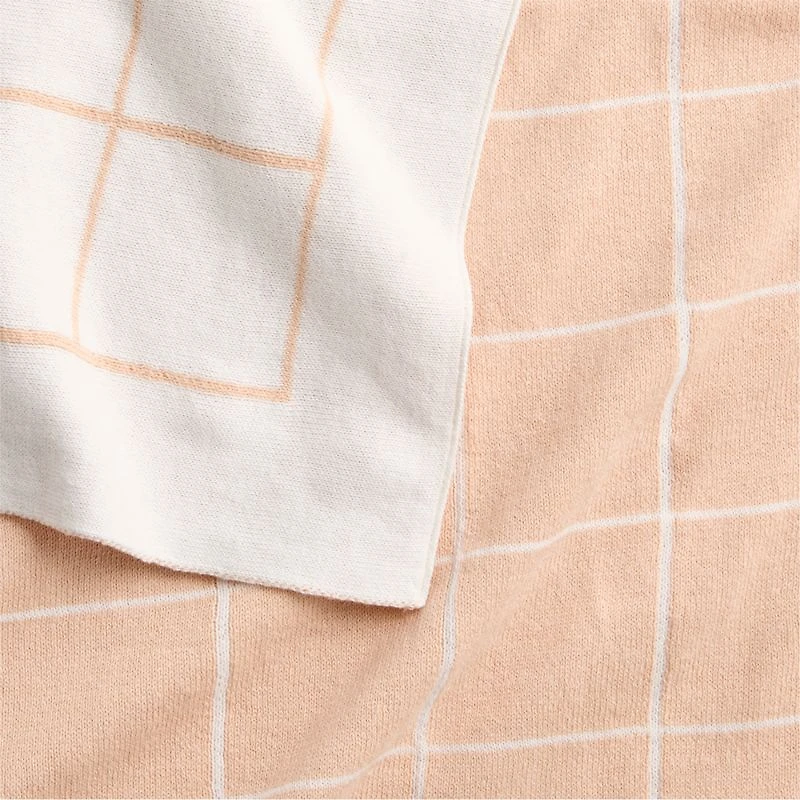 Knit Grid Elegant Pink Baby Stroller Blanket