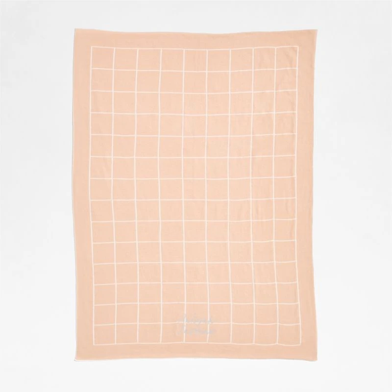 Knit Grid Elegant Pink Baby Stroller Blanket