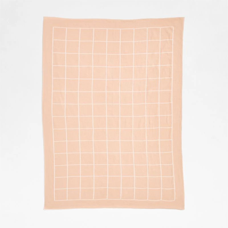 Knit Grid Elegant Pink Baby Stroller Blanket