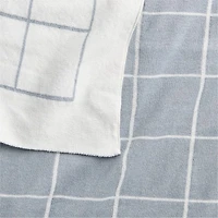 Knit Grid Mist Blue Baby Stroller Blanket