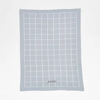 Knit Grid Mist Blue Baby Stroller Blanket