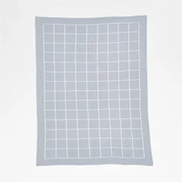Knit Grid Mist Blue Baby Stroller Blanket