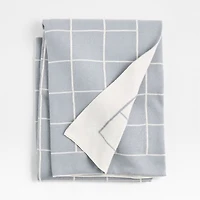 Knit Grid Mist Blue Baby Stroller Blanket