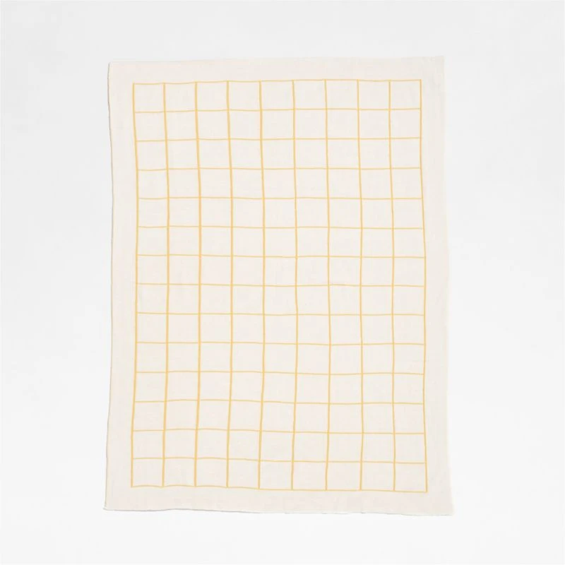 Knit Grid Straw Yellow Baby Stroller Blanket