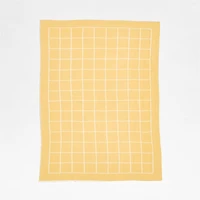 Knit Grid Straw Yellow Baby Stroller Blanket