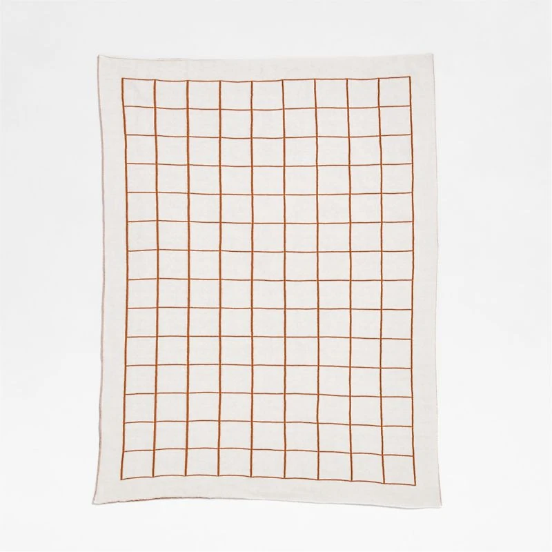 Knit Grid Terracotta Baby Stroller Blanket