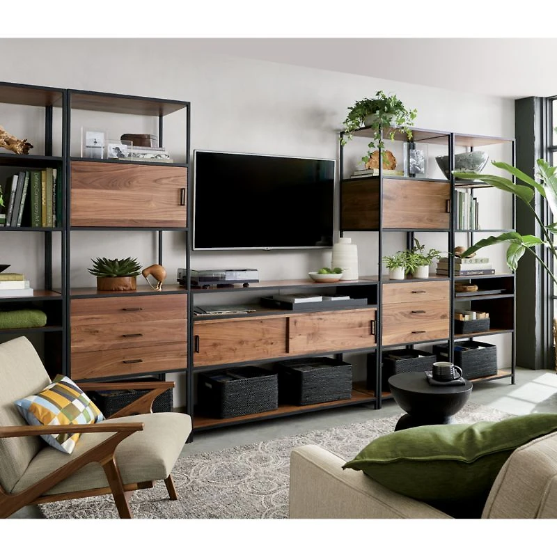 Knox Black Trim and Walnut 56" Storage Media Console