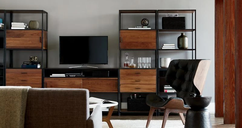 Knox Black Trim and Walnut 56" Storage Media Console