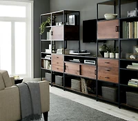 Knox Black Trim and Walnut 56" Storage Media Console