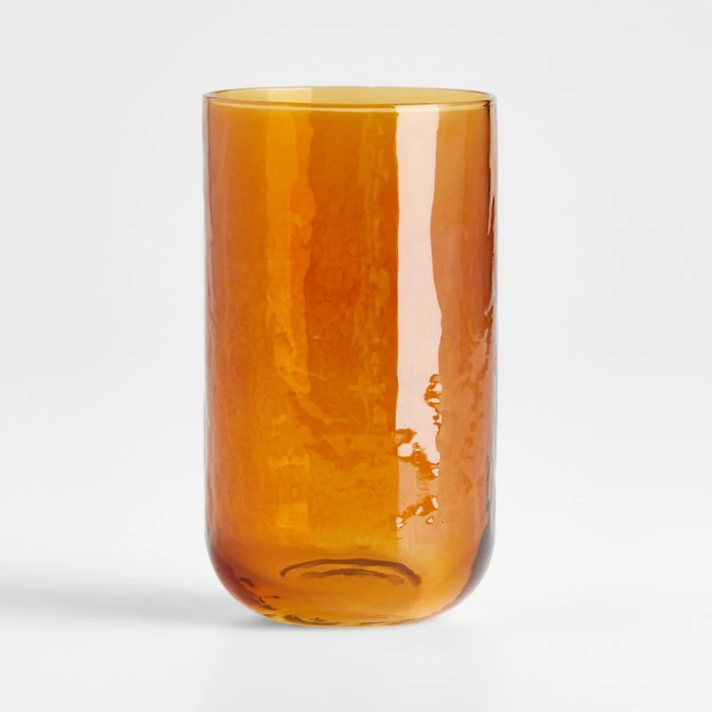 Kuruwa 16-Oz. Amber Hammered Glass Tumbler by Eric Adjepong
