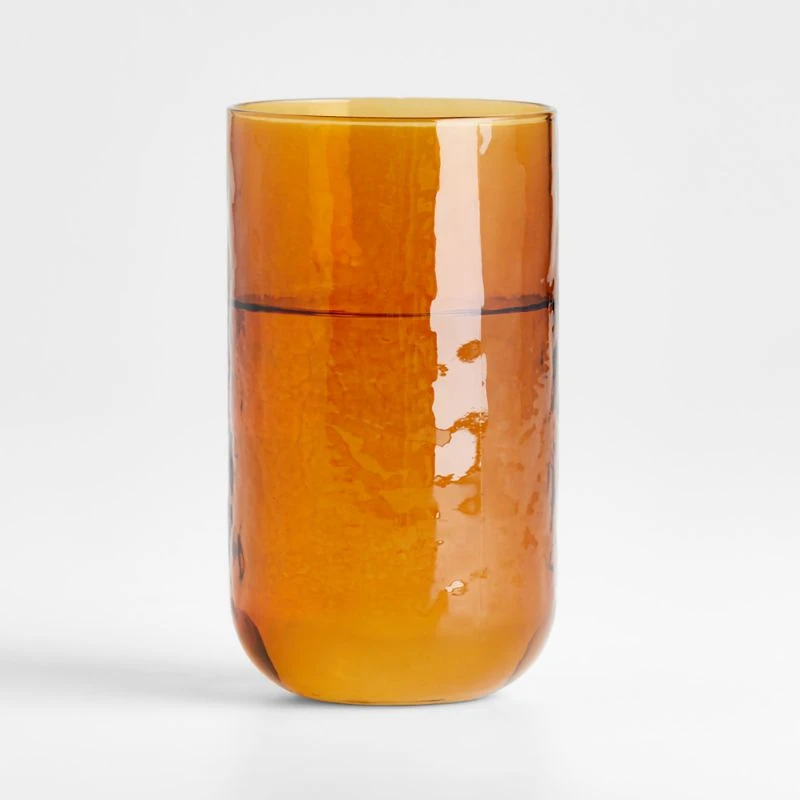Kuruwa 16-Oz. Amber Hammered Glass Tumbler by Eric Adjepong