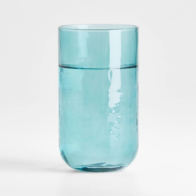 Kuruwa 16-Oz. Teal Hammered Glass Tumbler by Eric Adjepong