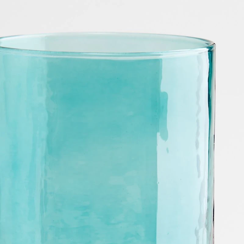 Kuruwa 16-Oz. Teal Hammered Glass Tumbler by Eric Adjepong