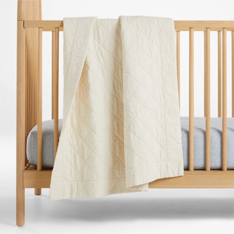 Batik Mist Blue Organic Cotton Baby Crib Fitted Sheet by Leanne Ford