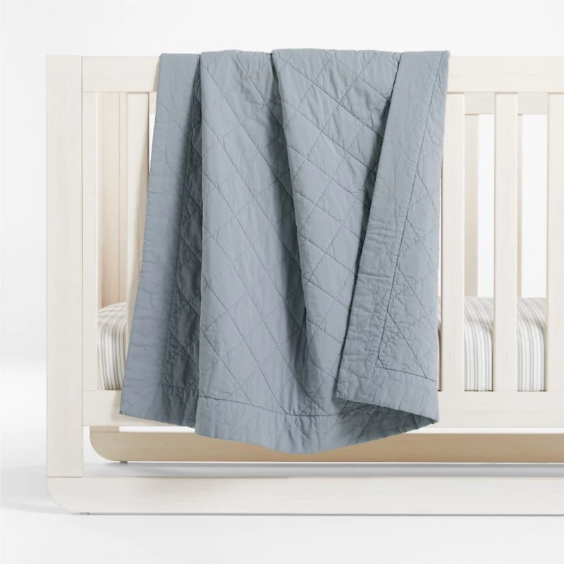 Frenchie Cloudy Blue Organic Cotton Baby Crib Fitted Sheet by Leanne Ford