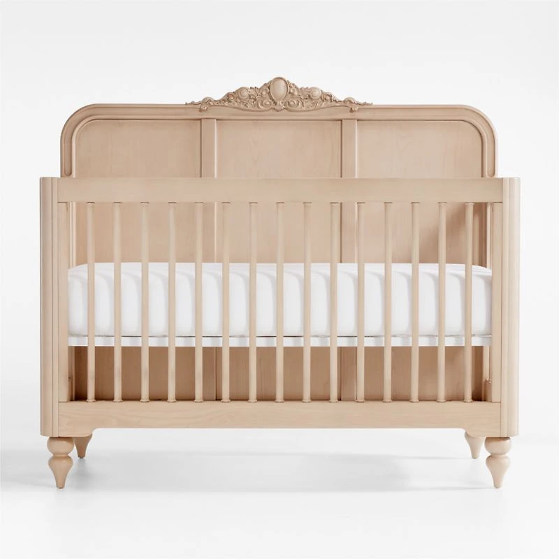 Lennox Carved Wood Convertible Baby Crib with Toddler Bed Rail by Leanne Ford