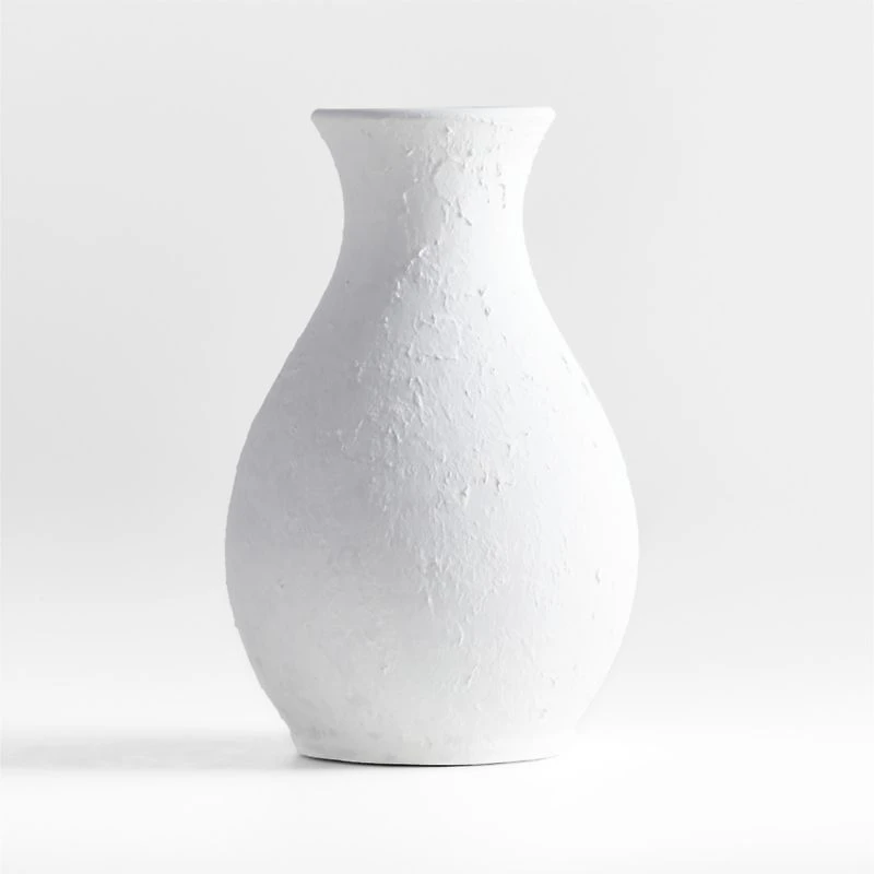 Lorient Small White Textured Ceramic Vase 15" by Laura Kim