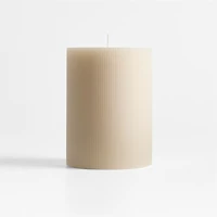 Off White Ribbed Pillar Candle 3"x4" by Laura Kim